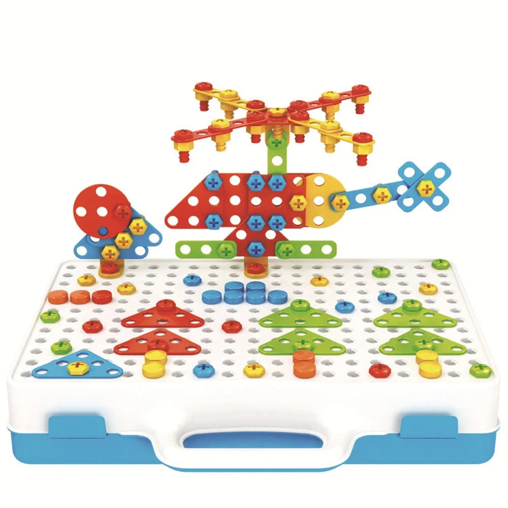 Electric Drill Building Kit for Children 3D Mosaic Puzzle Toy DIY STEM Educational Assembly Tool Set - 5