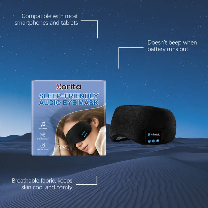 XORITA Sleep Eye Mask 3D Stereo Sound Bluetooth-compatible Music Eye Shield for Rest Travel - Black - 6
