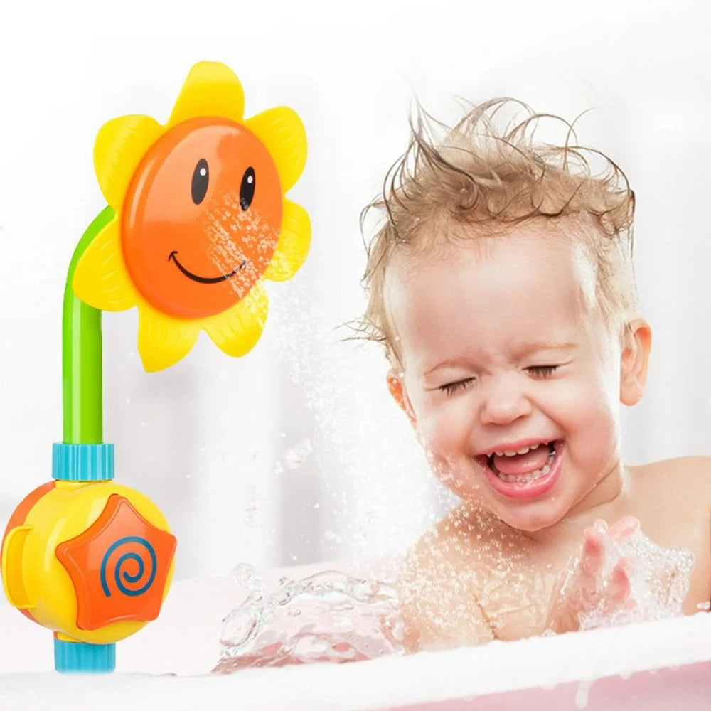 Sunflower Shape Children Bath Toy with Suction Cup Electric Water Spray Shower Toy for Baby Bathing - 7