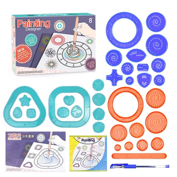 WH3336D 37Pcs Spirograph Drawing Set Kids Art Painting Designer Gear Ruler Template Stencil Creative DIY Educational Toy - 1