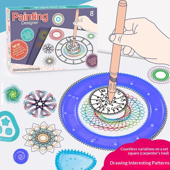 WH3336D 37Pcs Spirograph Drawing Set Kids Art Painting Designer Gear Ruler Template Stencil Creative DIY Educational Toy - 2