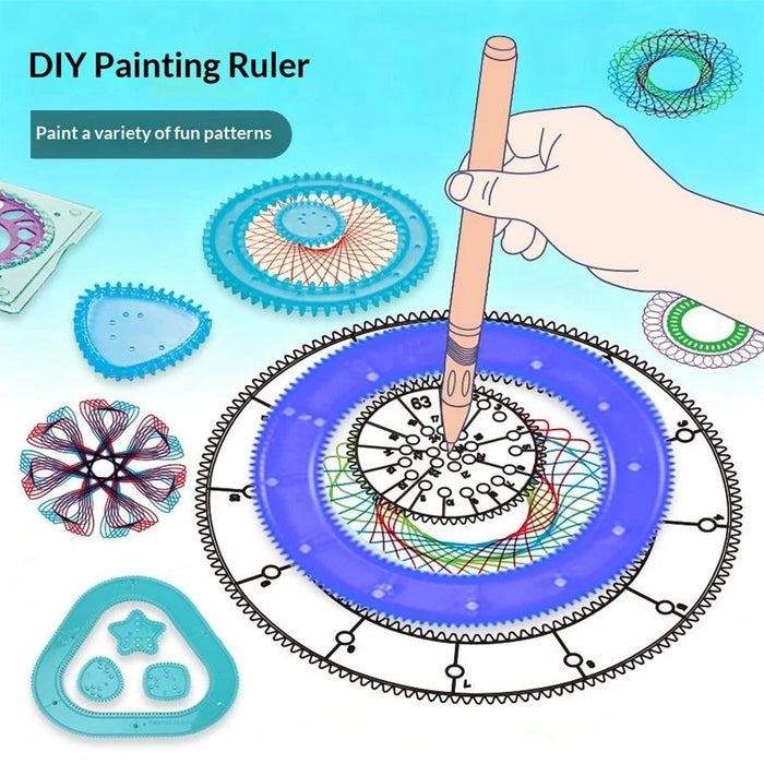 WH3336D 37Pcs Spirograph Drawing Set Kids Art Painting Designer Gear Ruler Template Stencil Creative DIY Educational Toy - 3