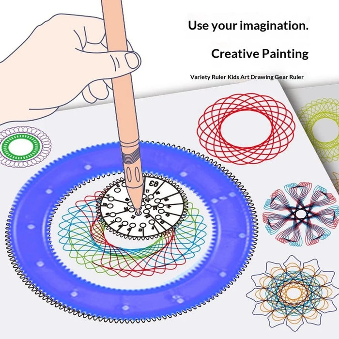 WH3336D 37Pcs Spirograph Drawing Set Kids Art Painting Designer Gear Ruler Template Stencil Creative DIY Educational Toy - 4