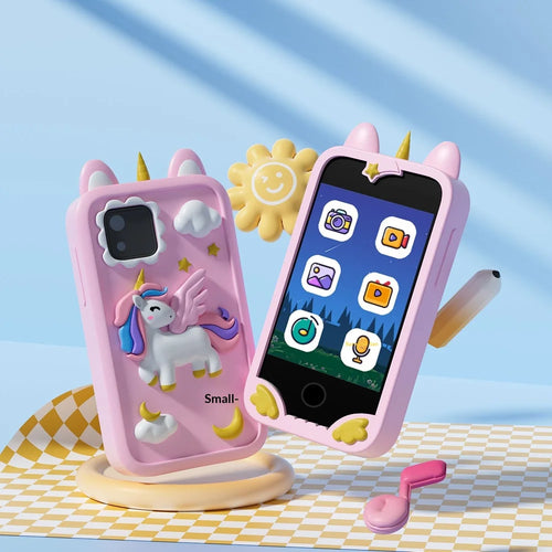K8 2.8 Inch IPS Touch Screen Kids Camera Dual Lens Toddler Educational Phone Toy Cartoon Mobile Music Player - Pink - 1