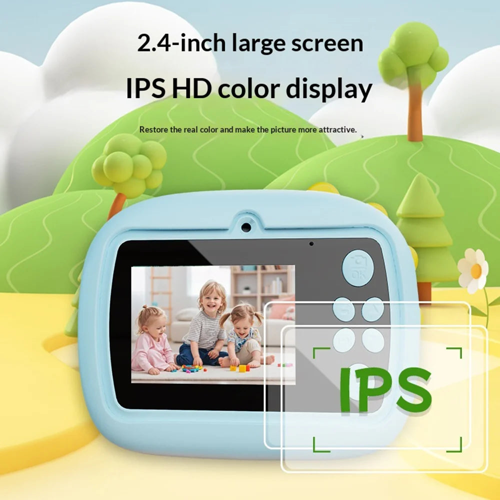 EX70S Instant Print Cartoon Kids Digital Camera 24MP Dual Lens 2.4 Inch IPS Screen 1080P Video Recorder for Children - Pink - 4