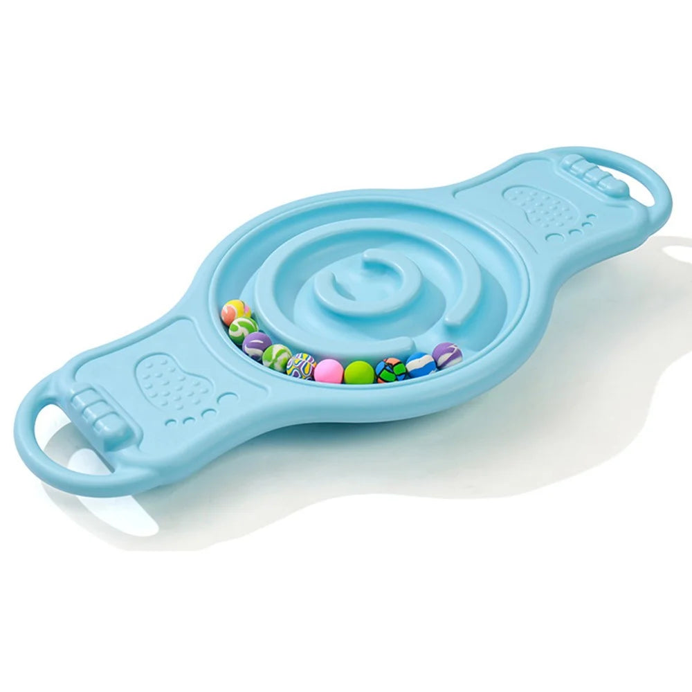 Sensory Balance Board Egg Shape Walking Board with 10 Balls Vestibular Training for Kids (Random Ball Color) - Blue - 1