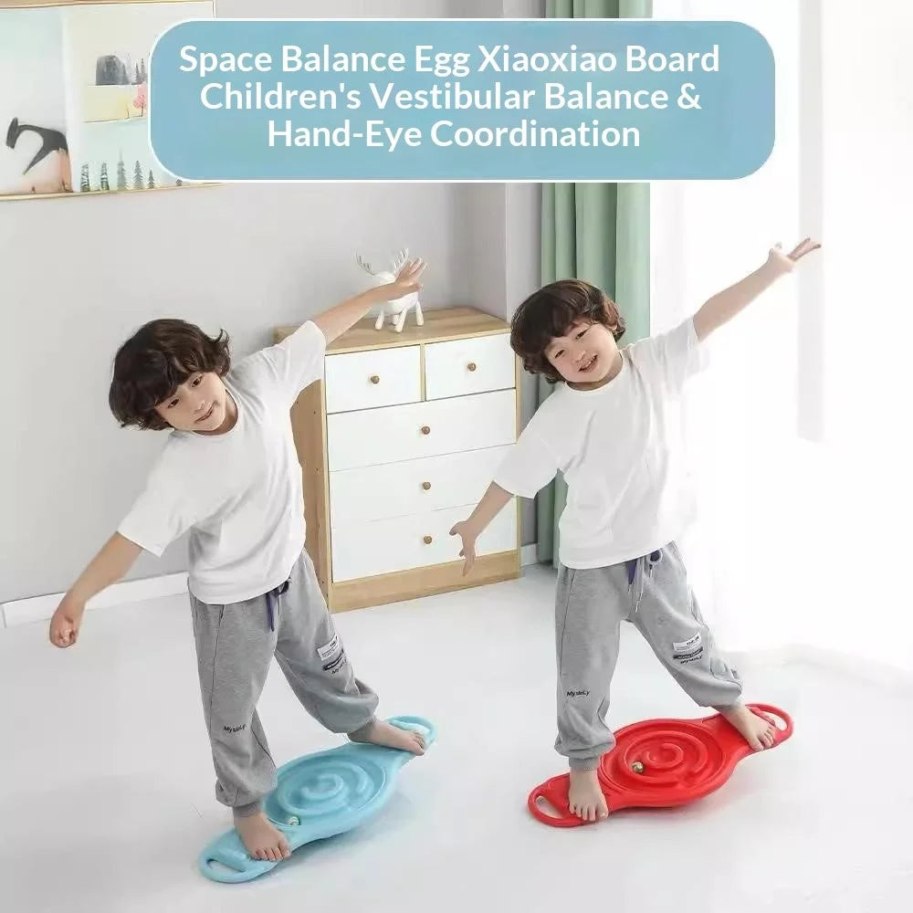 Sensory Balance Board Egg Shape Walking Board with 10 Balls Vestibular Training for Kids (Random Ball Color) - Blue - 3
