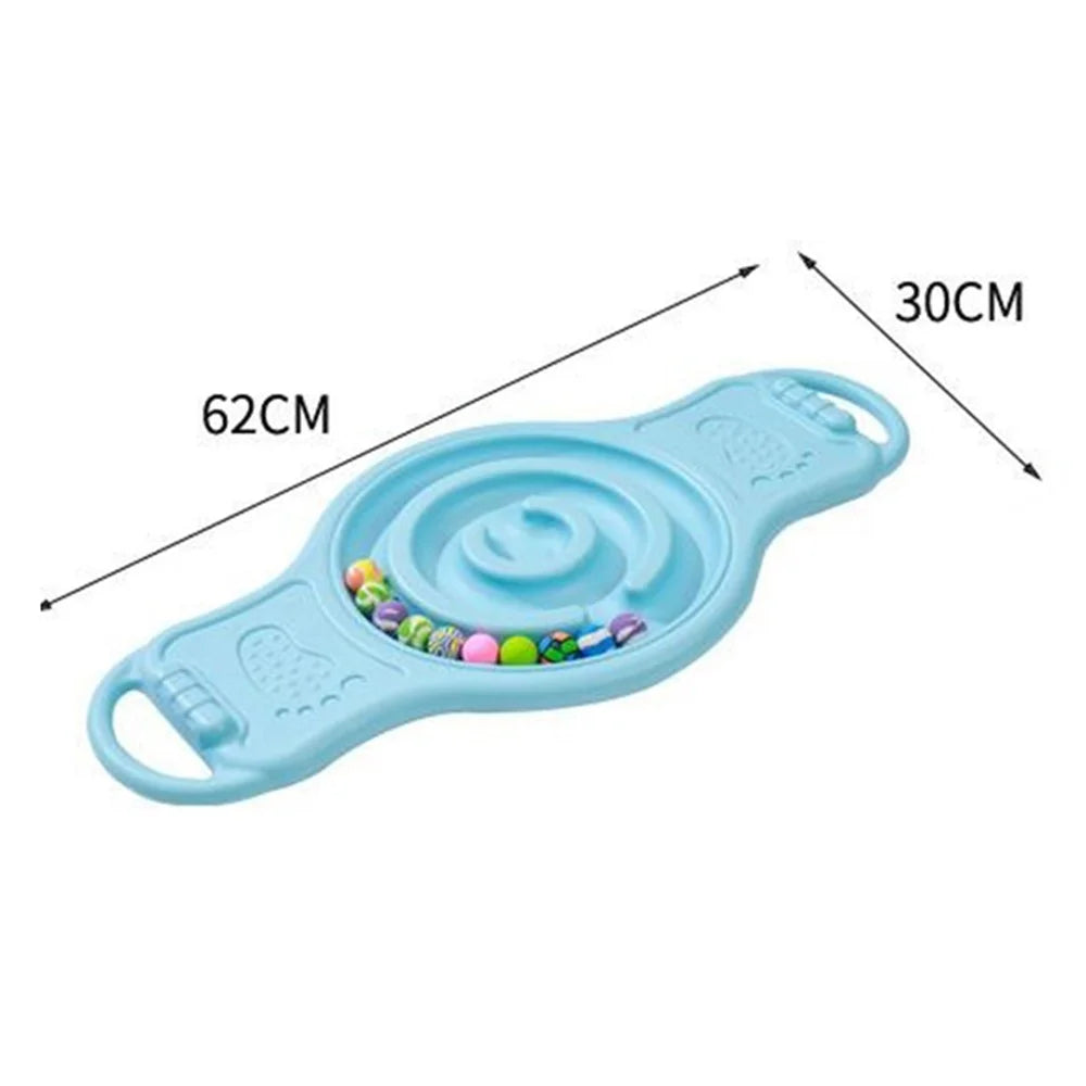Sensory Balance Board Egg Shape Walking Board with 10 Balls Vestibular Training for Kids (Random Ball Color) - Blue - 5