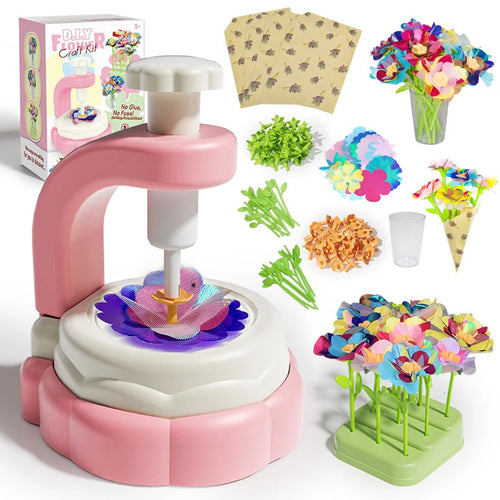 DIY Flower Bouquet Making Kit Press Machine with Vase and Wrapping Paper for Girls Craft Art Assembly Toy - 1