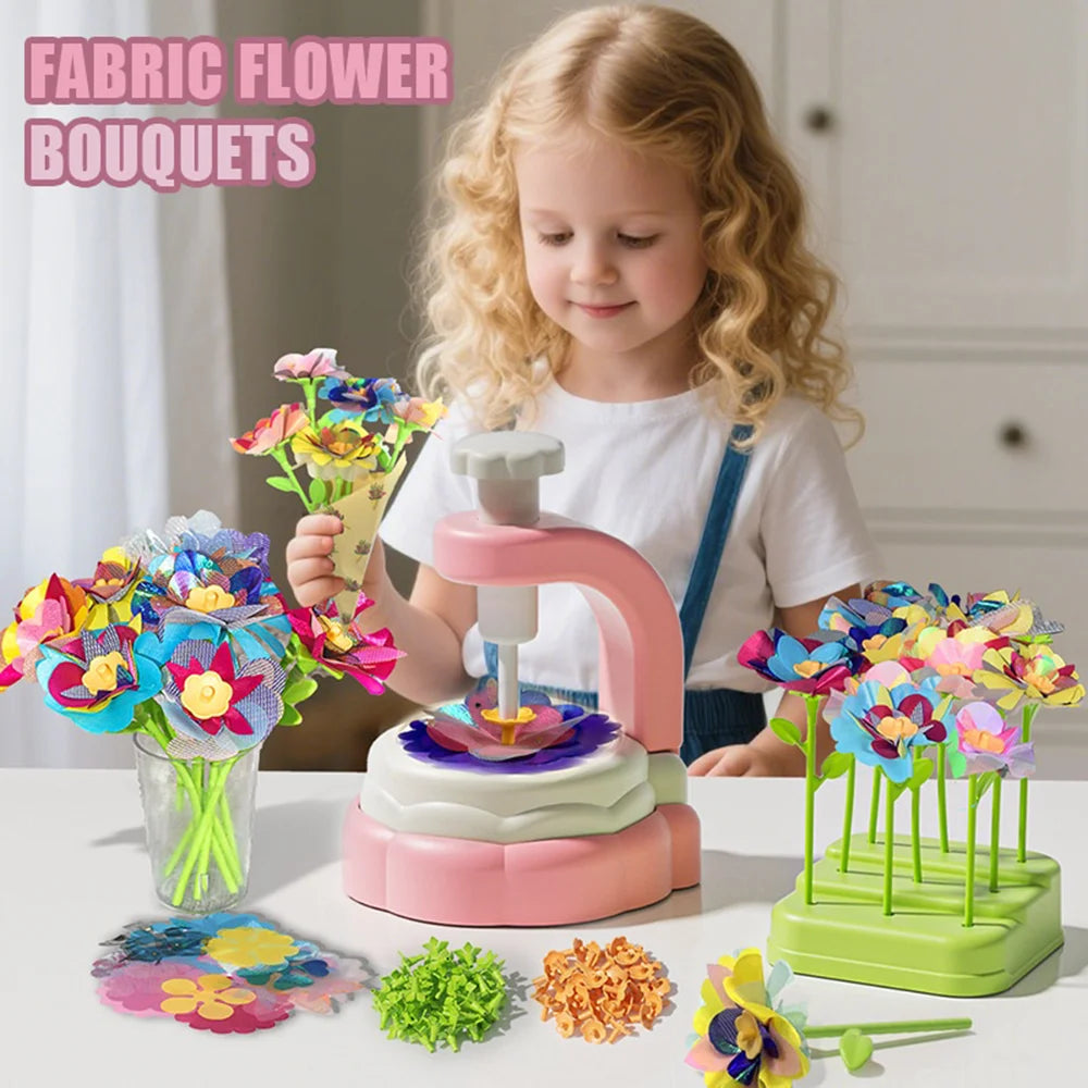 DIY Flower Bouquet Making Kit Press Machine with Vase and Wrapping Paper for Girls Craft Art Assembly Toy - 2