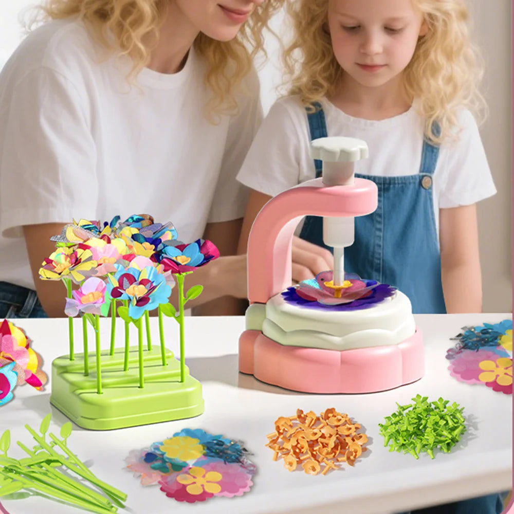 DIY Flower Bouquet Making Kit Press Machine with Vase and Wrapping Paper for Girls Craft Art Assembly Toy - 3
