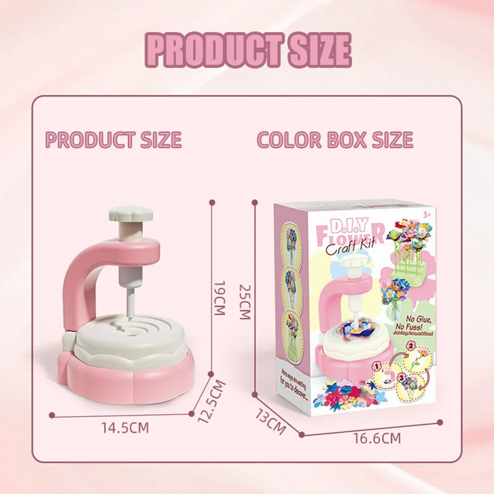 DIY Flower Bouquet Making Kit Press Machine with Vase and Wrapping Paper for Girls Craft Art Assembly Toy - 6