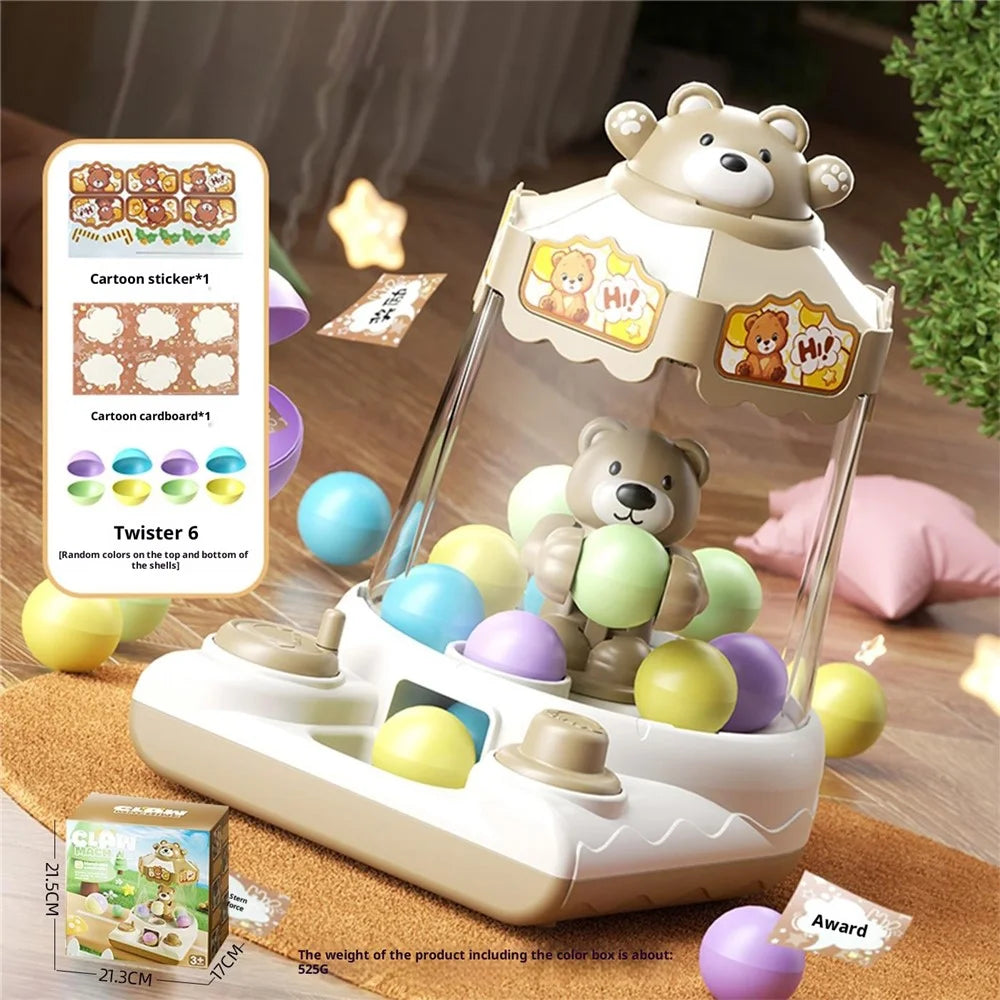 YY2027  /  YY2028 Kids Hand Crank Ball Clip Claw Machine Mini Ball Grabbing Game Toy Interactive Family Fun Doll Machine - White - 2