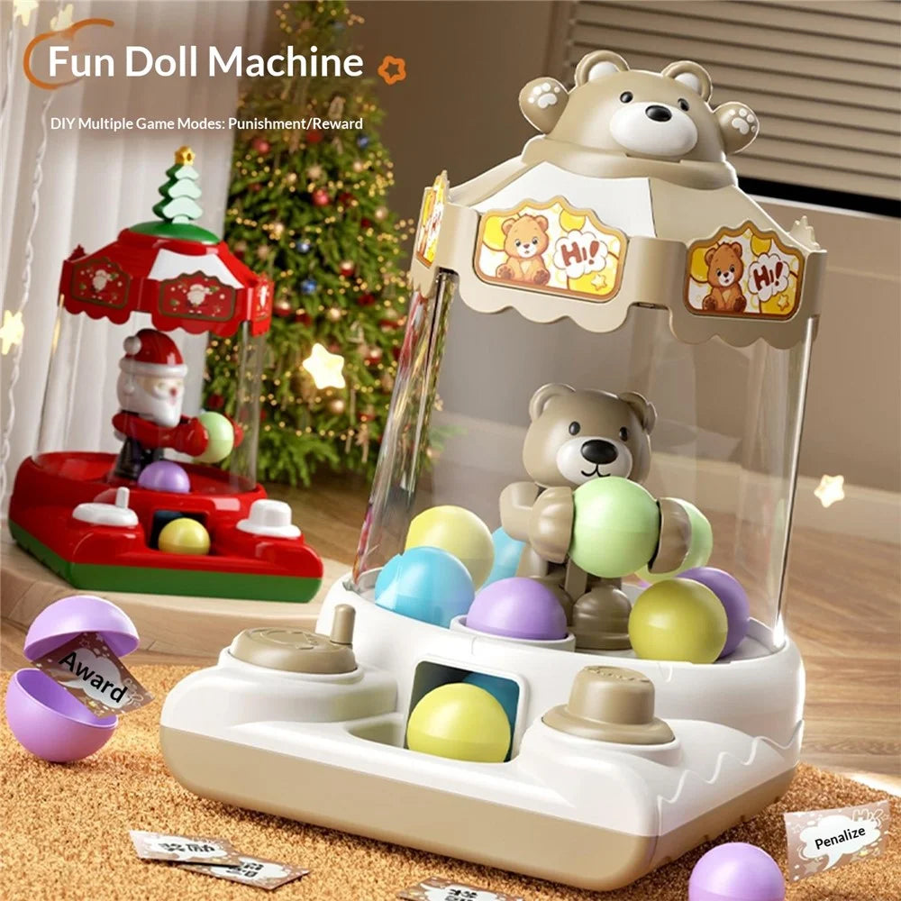 YY2027  /  YY2028 Kids Hand Crank Ball Clip Claw Machine Mini Ball Grabbing Game Toy Interactive Family Fun Doll Machine - White - 3
