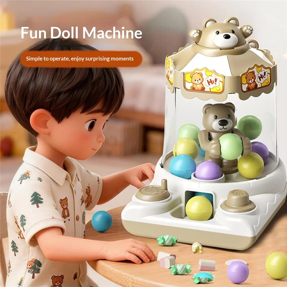YY2027  /  YY2028 Kids Hand Crank Ball Clip Claw Machine Mini Ball Grabbing Game Toy Interactive Family Fun Doll Machine - White - 4