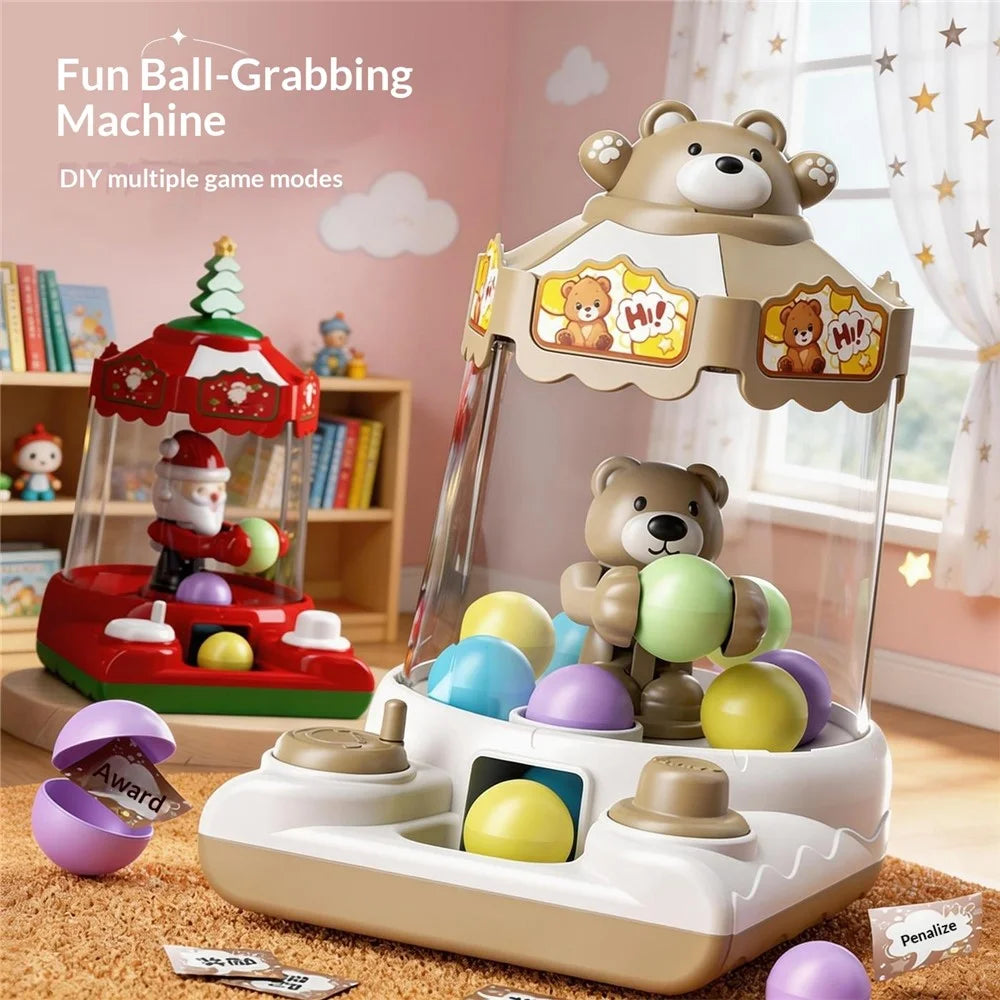 YY2027  /  YY2028 Kids Hand Crank Ball Clip Claw Machine Mini Ball Grabbing Game Toy Interactive Family Fun Doll Machine - White - 5