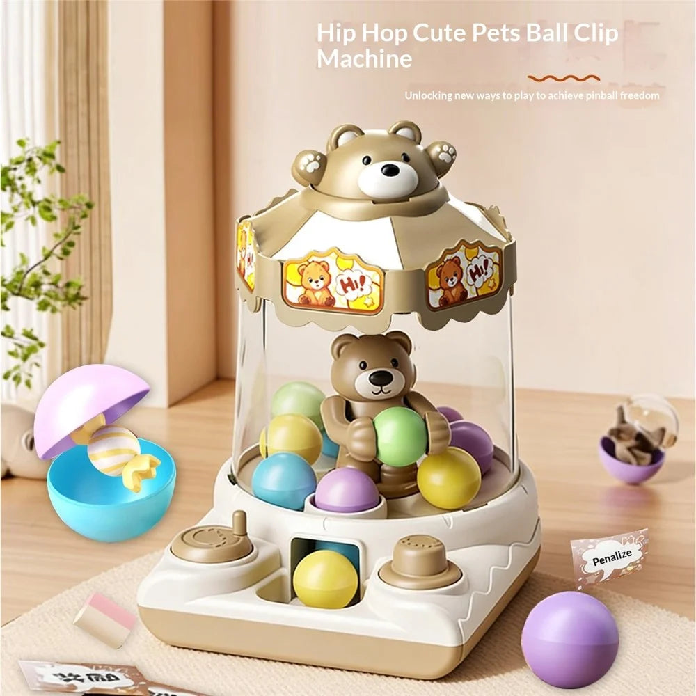 YY2027  /  YY2028 Kids Hand Crank Ball Clip Claw Machine Mini Ball Grabbing Game Toy Interactive Family Fun Doll Machine - White - 6