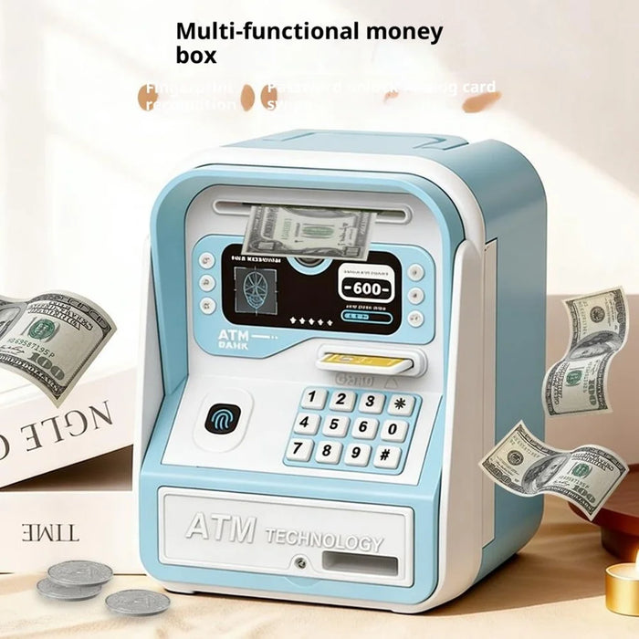 MZL6813A Kids ATM-Style Piggy Bank Smart Fingerprint Password Savings Box Electronic Money Bank with Cards - Blue - 5