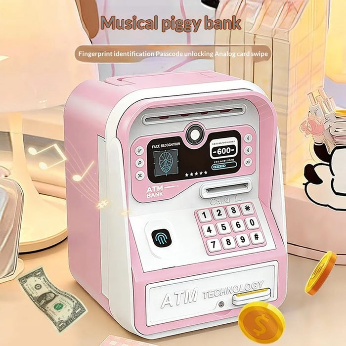 MZL6813A Kids ATM-Style Piggy Bank Smart Fingerprint Password Savings Box Electronic Money Bank with Cards - Blue - 6