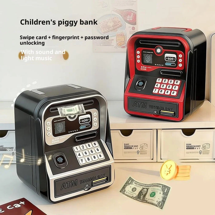 MZL6813A Kids ATM-Style Piggy Bank Smart Fingerprint Password Savings Box Electronic Money Bank with Cards - Blue - 7