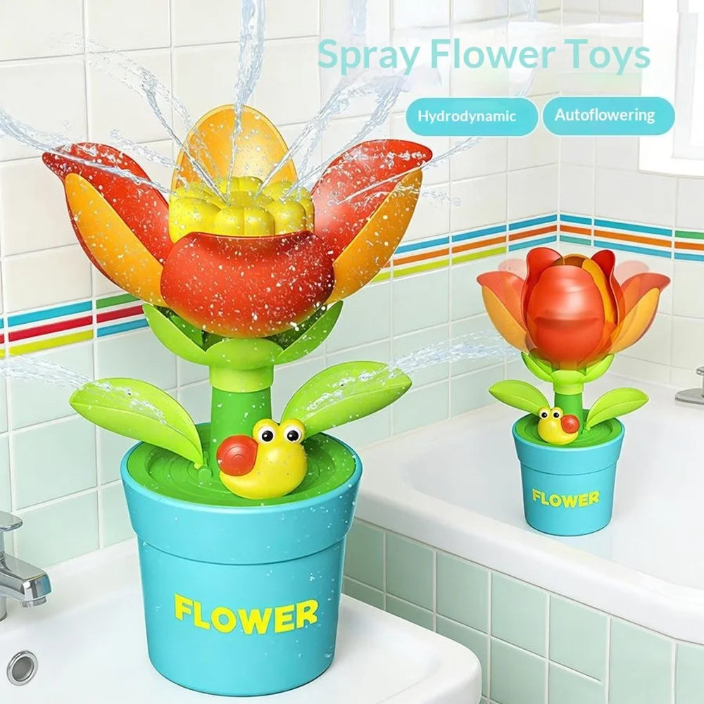 DB25831 Water Spray Flower Toys Rotating Sunflower Sprinkler Auto Blooming Garden Toy for Outdoor Kids Play - Red - 2