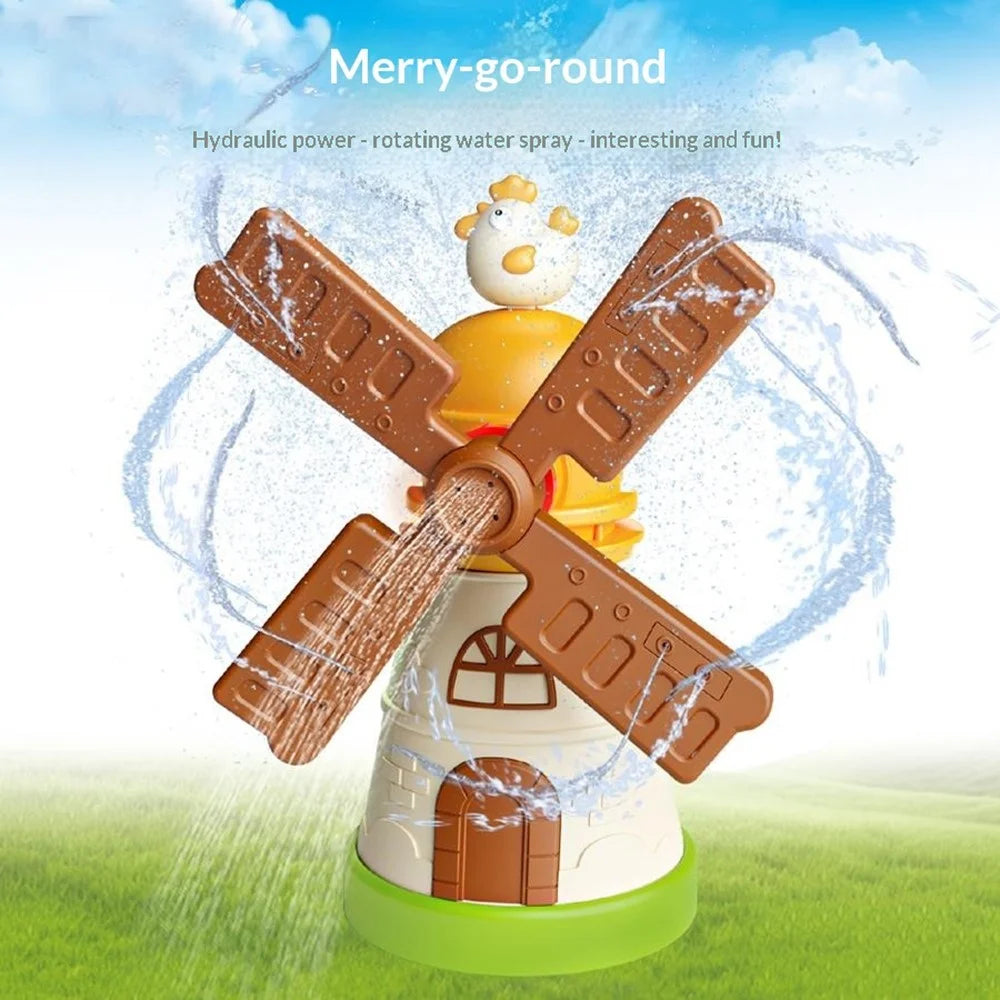 DB25835 Water Pressure Powered Windmill Sprinkler Toy Kids Outdoor Garden Sprayer Summer Beach Splash Water Toy - Brown - 2
