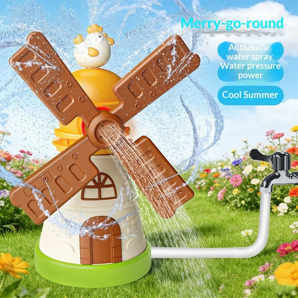 DB25835 Water Pressure Powered Windmill Sprinkler Toy Kids Outdoor Garden Sprayer Summer Beach Splash Water Toy - Brown - 4