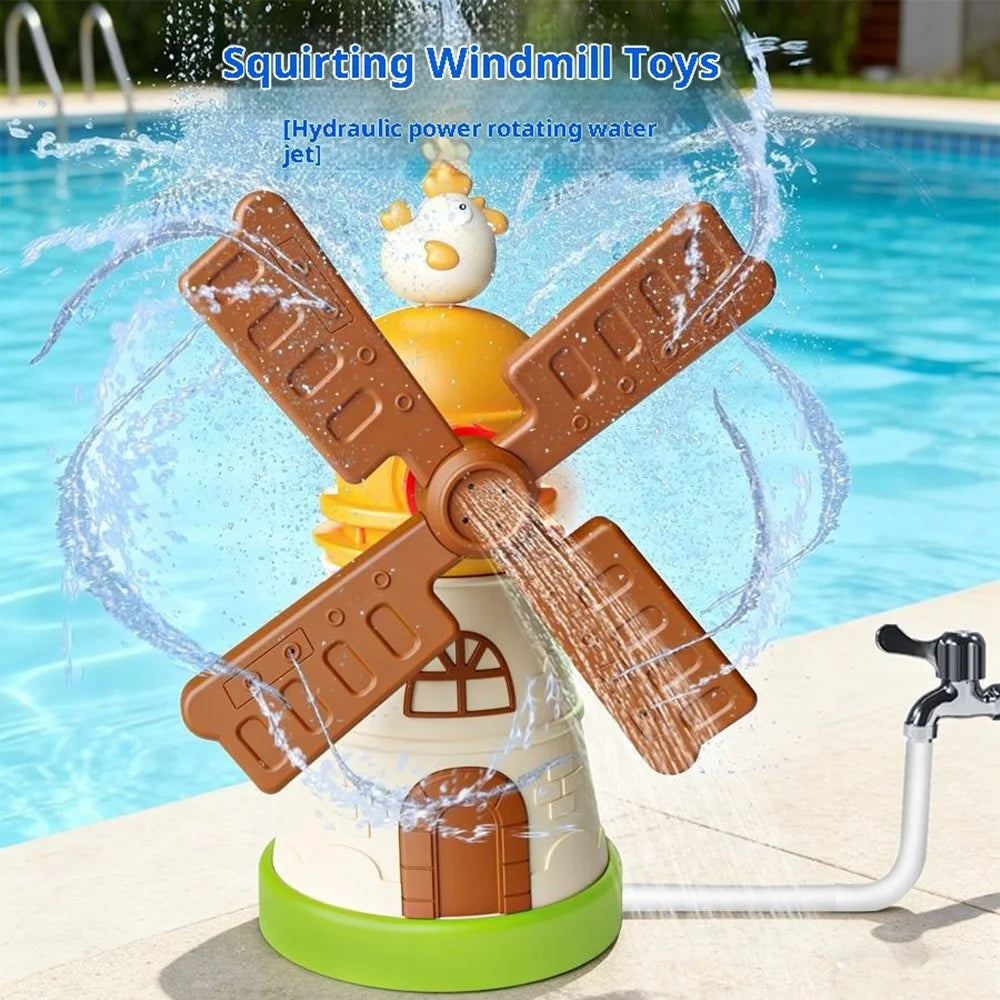 DB25835 Water Pressure Powered Windmill Sprinkler Toy Kids Outdoor Garden Sprayer Summer Beach Splash Water Toy - Brown - 6