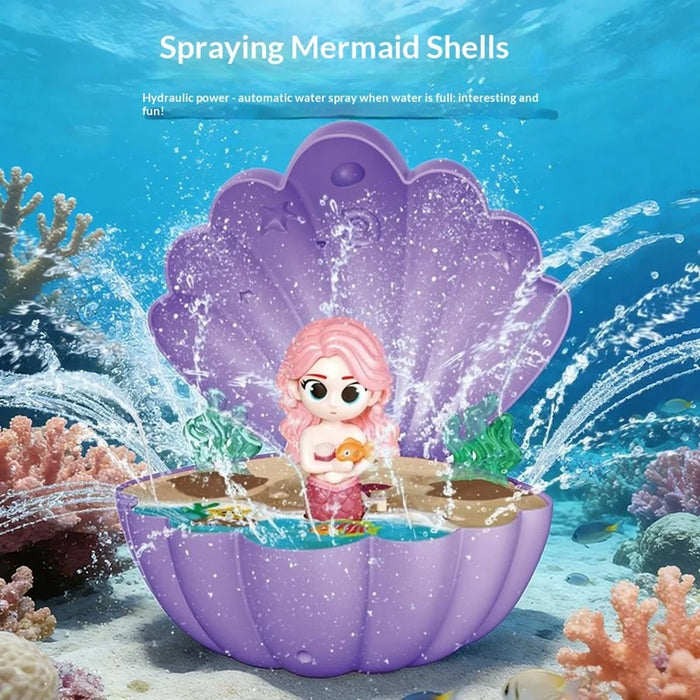 DB25833 Spraying Mermaid Shell Shaped Water Sprinkler Toy Hydraulic Outdoor Rotating Garden Sprayer Toy for Kids - Purple - 2