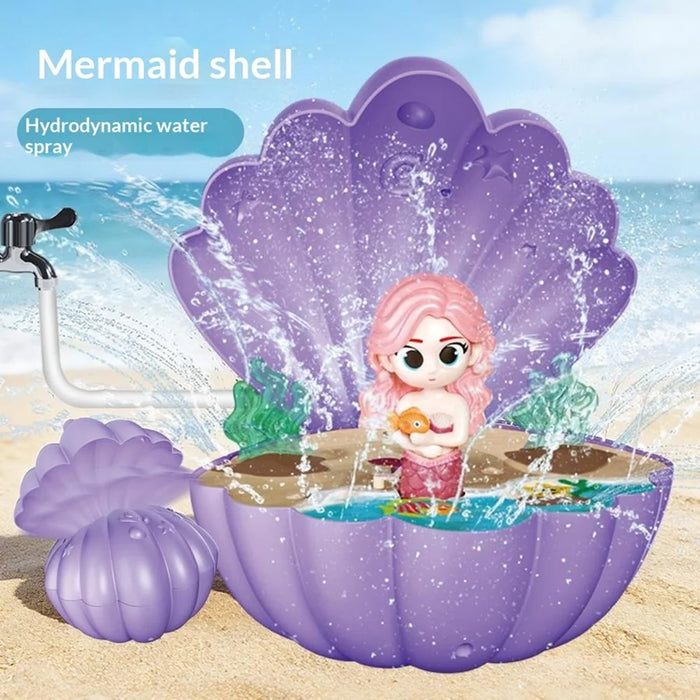 DB25833 Spraying Mermaid Shell Shaped Water Sprinkler Toy Hydraulic Outdoor Rotating Garden Sprayer Toy for Kids - Purple - 3