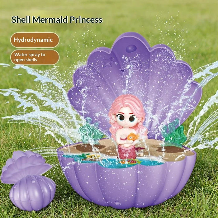 DB25833 Spraying Mermaid Shell Shaped Water Sprinkler Toy Hydraulic Outdoor Rotating Garden Sprayer Toy for Kids - Purple - 6