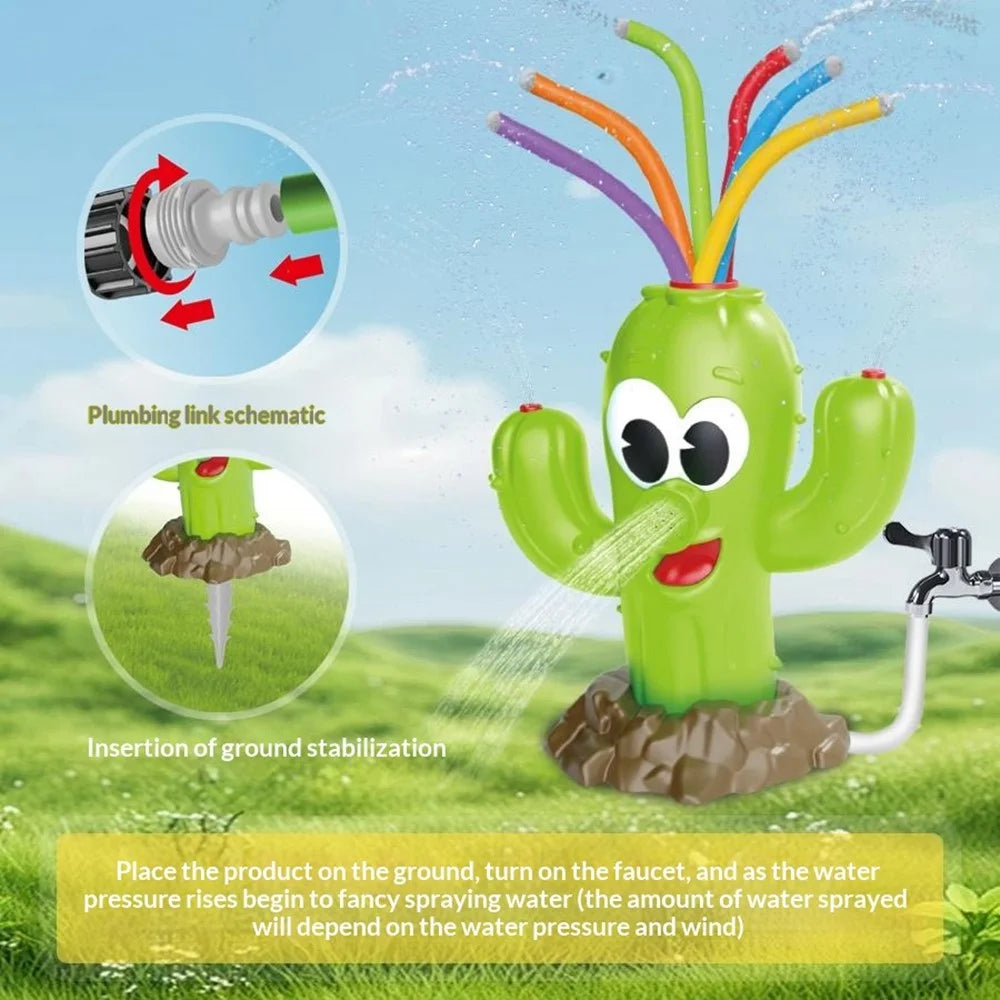 DB25816 Cactus-Shaped Water Sprinkler Toy Rotating Multi-Hole Water Pressure Automatic Spray Toy for Outdoor Lawn Garden - 3