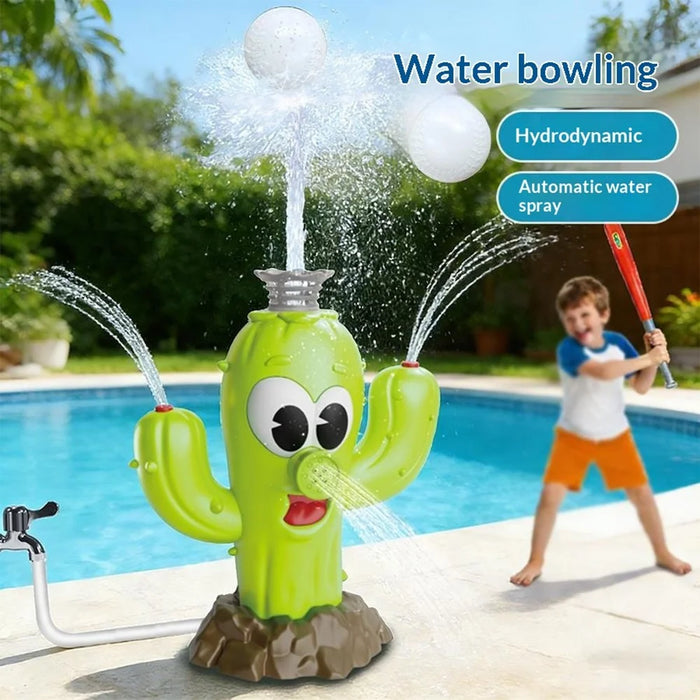 DB25818 Cactus-Shaped Water Sprinkler Toy with Baseball Set Automatic Rotating Spray Water Play Toy for Outdoor - 4