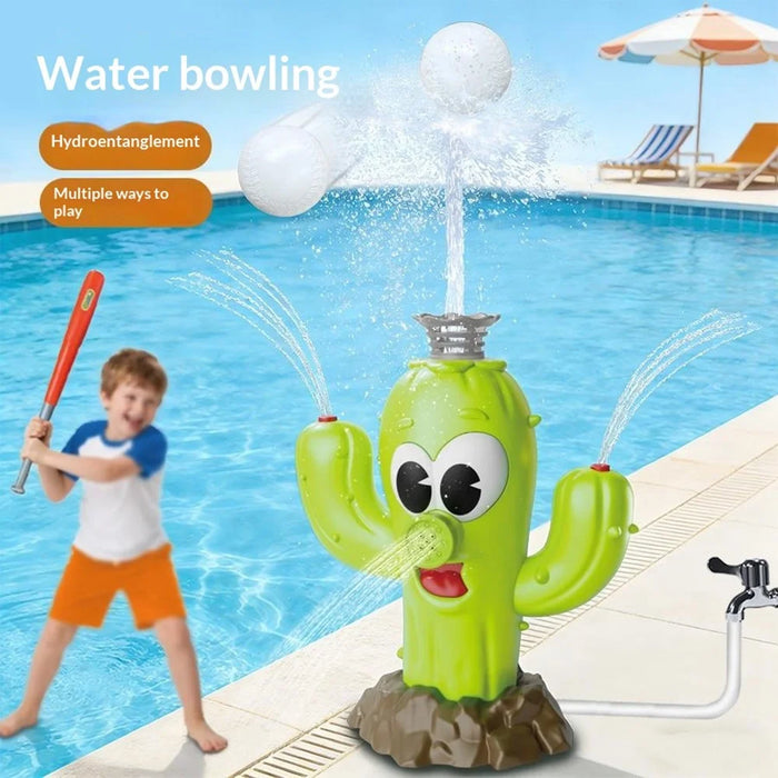 DB25818 Cactus-Shaped Water Sprinkler Toy with Baseball Set Automatic Rotating Spray Water Play Toy for Outdoor - 5