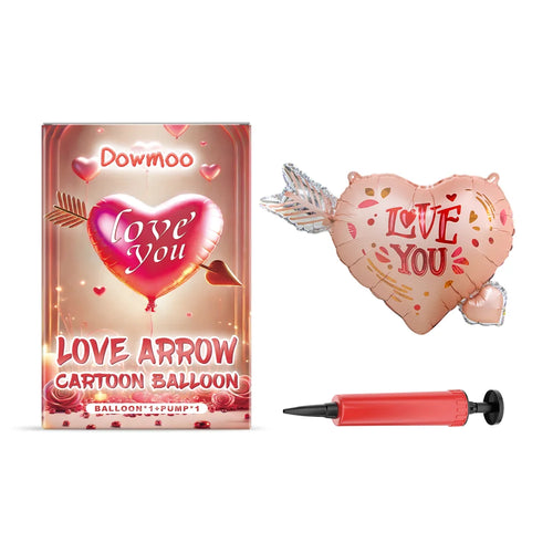 DOWMOO Cartoon Balloon with Air Pump Foil Balloon for Valentine Wedding Birthday Party Decoration - Cupid's Arrow - 1