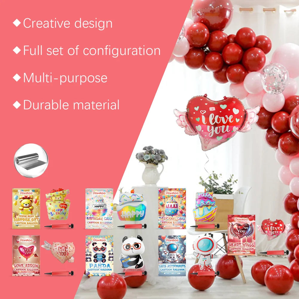 DOWMOO Cartoon Balloon with Air Pump Foil Balloon for Valentine Wedding Birthday Party Decoration - Cupid's Arrow - 3
