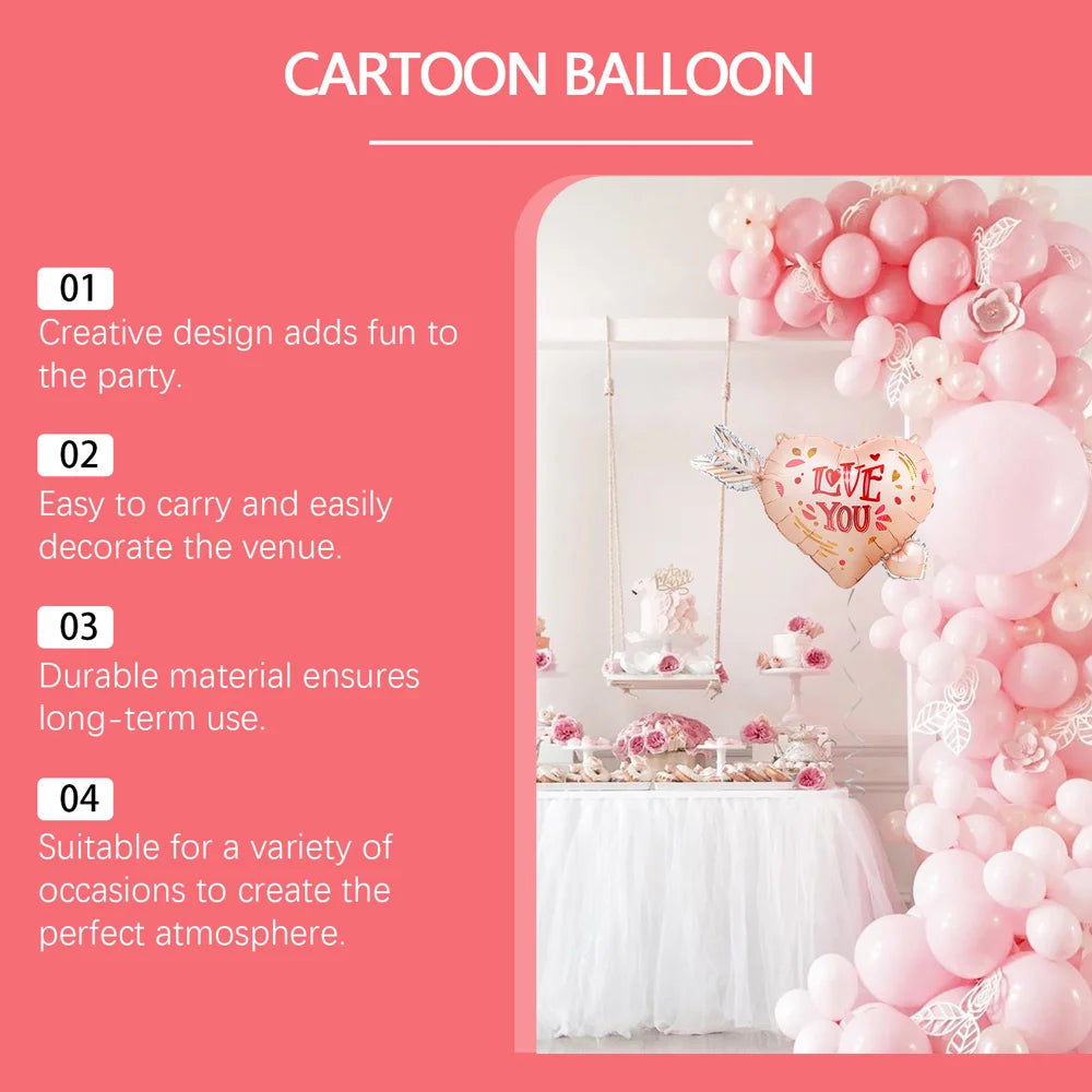 DOWMOO Cartoon Balloon with Air Pump Foil Balloon for Valentine Wedding Birthday Party Decoration - Cupid's Arrow - 5
