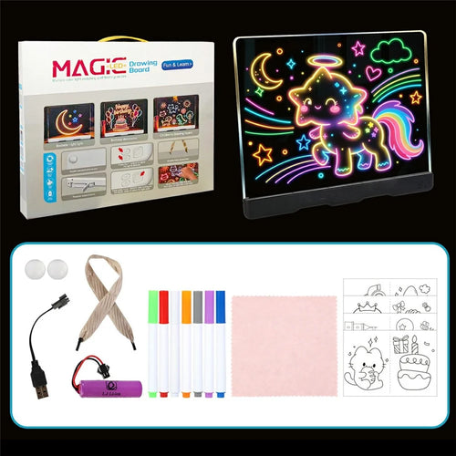 SJL9619 Rechargeable LED Drawing Board 10-Color Acrylic Tracing Light Pad for Kids - Transparent - 1