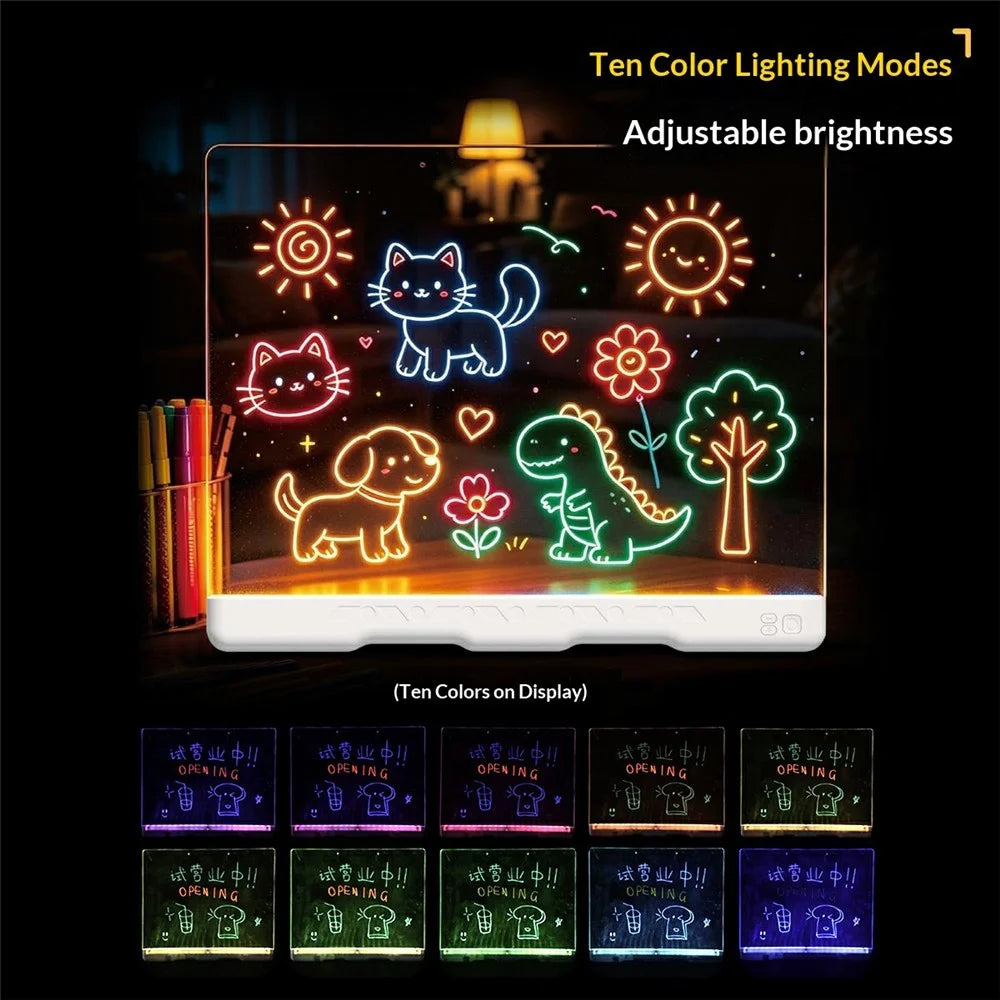 SJL9619 Rechargeable LED Drawing Board 10-Color Acrylic Tracing Light Pad for Kids - Transparent - 6