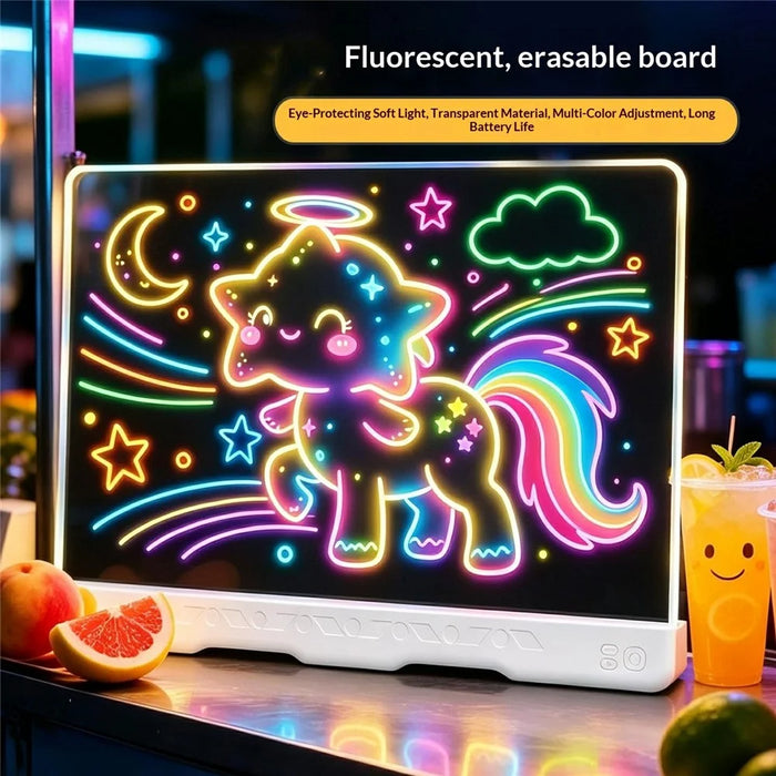 9619 Battery Powered LED Drawing Board 10 Colors Light Acrylic Tracing Pad for Kids DIY - Transparent - 6