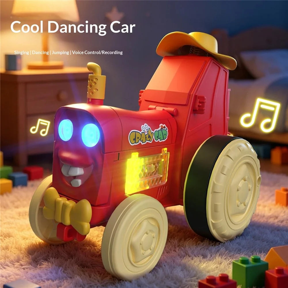 YG2105-A Voice Activated Dancing Car Rechargeable Voice Recording Toy with LED Light - Red - 2