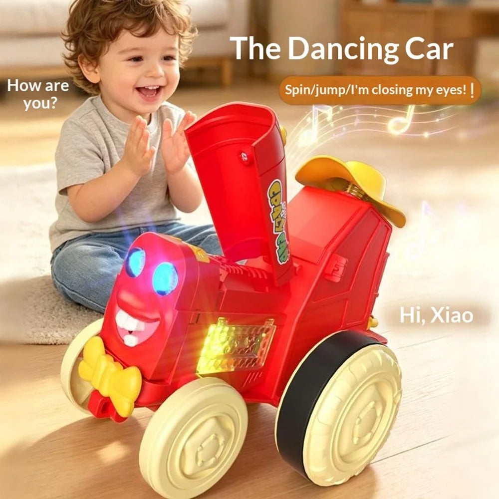 YG2105-A Voice Activated Dancing Car Rechargeable Voice Recording Toy with LED Light - Red - 3
