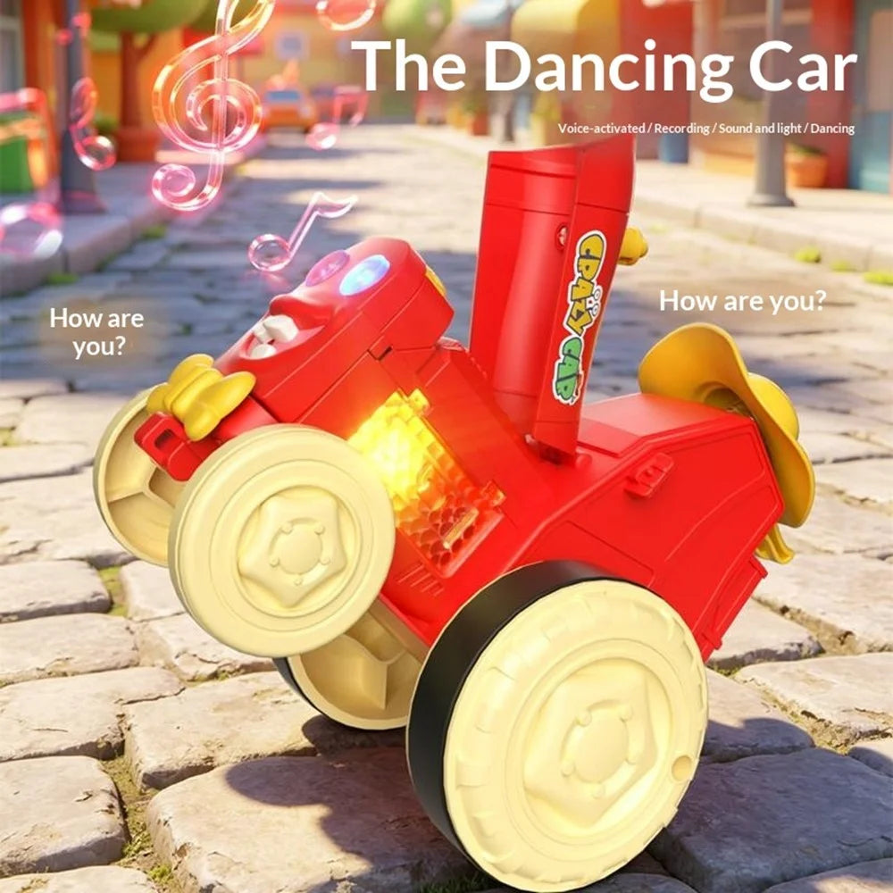 YG2105-A Voice Activated Dancing Car Rechargeable Voice Recording Toy with LED Light - Red - 4