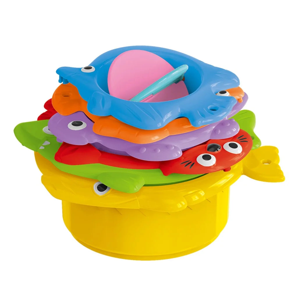 Children Plastic Stacking Cup Early Education Bath Toy Rainbow Tower Baby Kids Bathroom Toy - Letters Bucket - 2