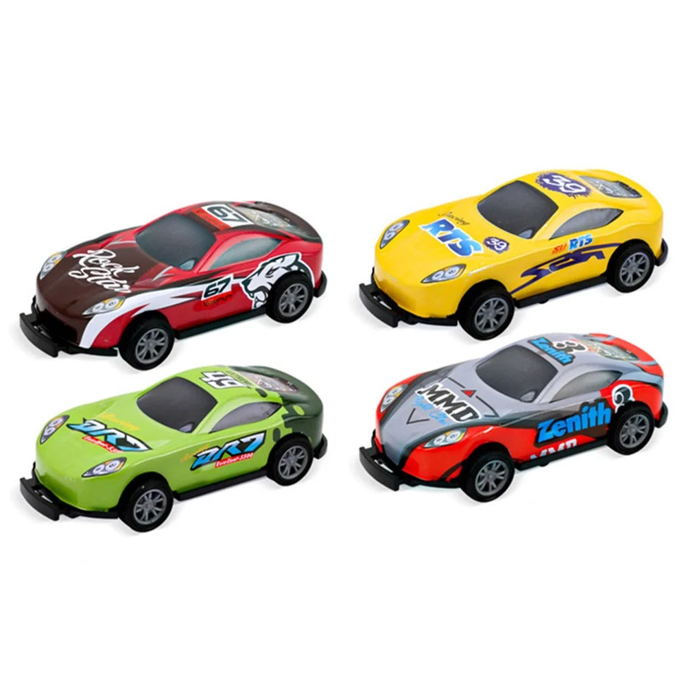 U212-41A 4Pcs Kids Mini Iron Pull Back Car Toys Crash Spinning Small Car Model Set Racing Toys (Random Color) - 1