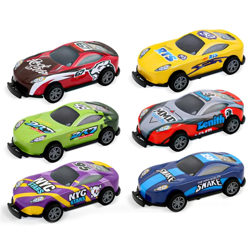 U212-42A 6Pcs Mini Iron Shell Pull-back Car Model Children Bounce Racing Car Toy - Random Color - 1