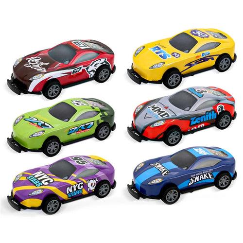 U212-42A 6Pcs Mini Iron Shell Pull-back Car Model Children Bounce Racing Car Toy - Random Color - 1