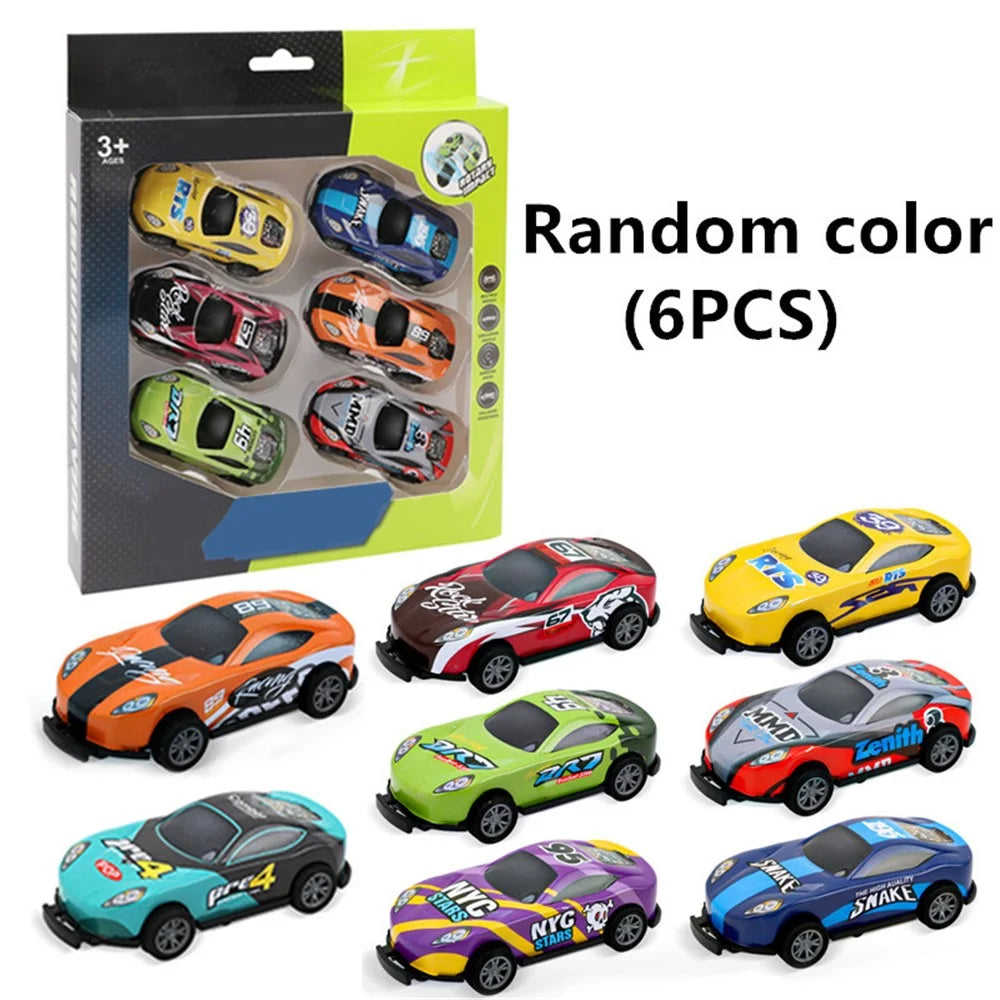 U212-42A 6Pcs Mini Iron Shell Pull-back Car Model Children Bounce Racing Car Toy - Random Color - 2