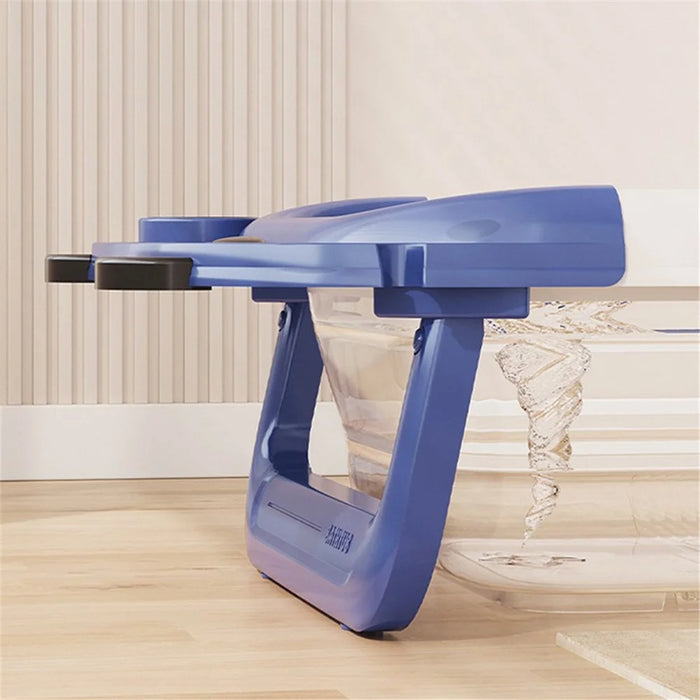 RJ307 Collapsible TPE+PP Infant Baby Bath Tub with Thermometer for Newborn Toddler - Blue - 6