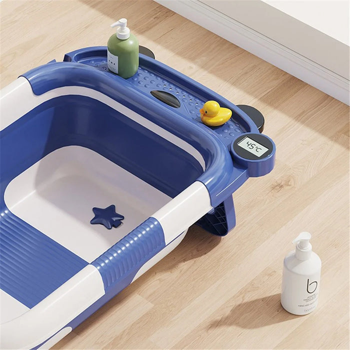 RJ307 Newborn Bathtub TPE+PP Infant Baby Bath Tub with Soft Cushion - Blue - 3